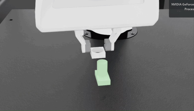 Robot policy completing an insertion task in Isaac Lab
